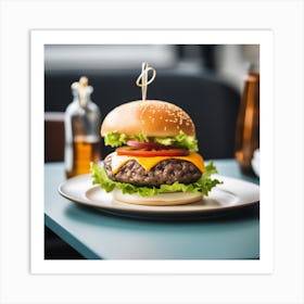 Hamburger On A Plate 49 Art Print