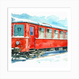 Watercolor Of A Red Train Art Print