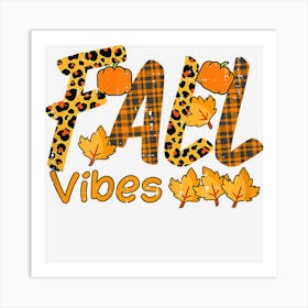 Leopard Plaid Fall Vibe Autumn Thanksgiving Women Girls Kids Art Print