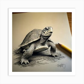 Turtle Drawing 11 Art Print