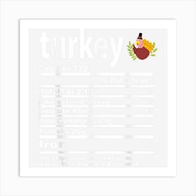 Funny Turkey Nutrition Fact For Thanksgiving Family Art Print