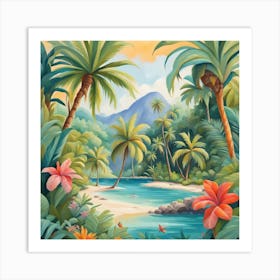 Tropical Landscape Painting Art Print