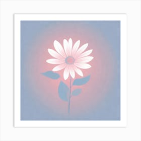 A White And Pink Flower In Minimalist Style Square Composition 542 Art Print