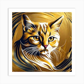 Gold Cat Painting 1 Art Print