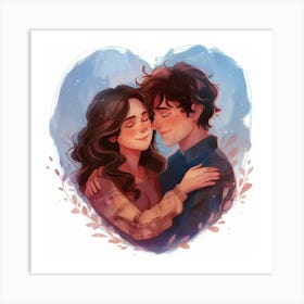 Boy And A Girl Hugging Art Print