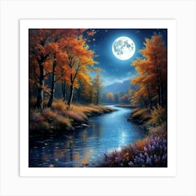 Moonlight River Art Print