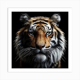 Tiger Portrait isolated on black background 3 Art Print
