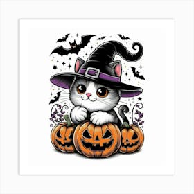 Cute Halloween Kitten Art Print