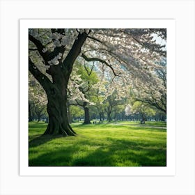 An Awe Inspiring Tree Gleaming With Spring Blossoms Standing Tall Amidst The Tranquility Of A Seren (7) Art Print