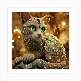 Cat With Jewels Art Print