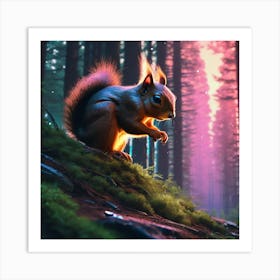 Squirrel In The Forest 306 Art Print