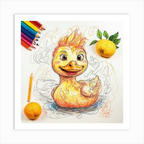 Duck Drawing 8 Art Print