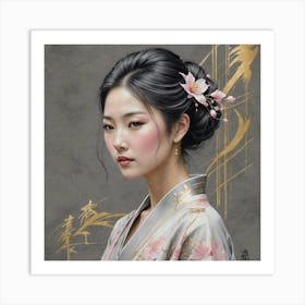 Japanese Girl 2 30x30in 9000x9000px 30 Art Print