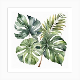 Abstraction with tropical leaf 4 Art Print