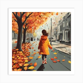 Autumn Leaf Girl Art Print