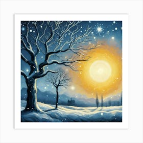 Winter Landscape Painting Art Print