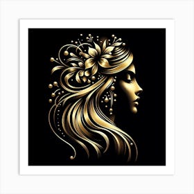 Gold Portrait Of A Woman Art Print