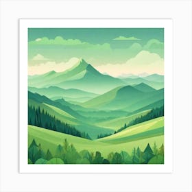 Misty mountains background in green tone 193 Art Print