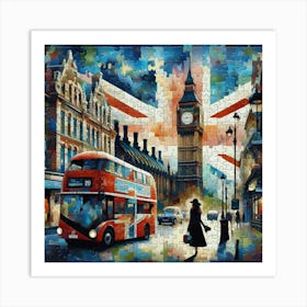 Abstract Puzzle Art English lady in London 3 Art Print