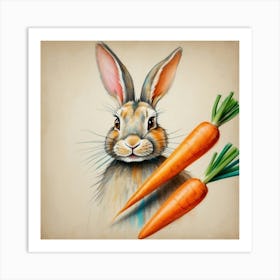 Rabbit With Carrots 28 Art Print