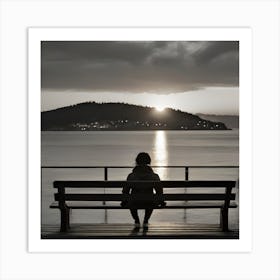 Sunset On A Bench 3 Art Print