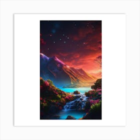 Sunset In The Mountains 23 Art Print