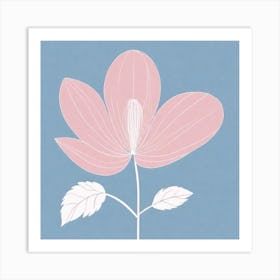 A White And Pink Flower In Minimalist Style Square Composition 287 Art Print