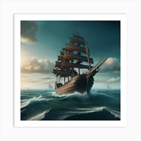 Voyage across the ocean waves Art Print