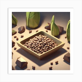 3d Rendering Of Coffee Beans Art Print