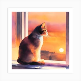 Sunset Cat Art Print