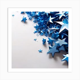 Blue Stars On White Background Art Print