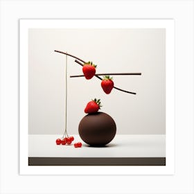 Artjuicebycsaba Chocolate Covered Strawbery Meets Japanese Zen 4 Art Print