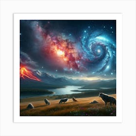 Wolf Galaxy Volcano 5 Art Print