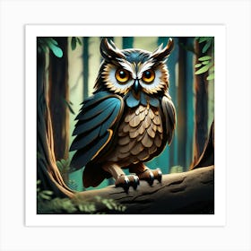 Owl In The Forest 26 Art Print