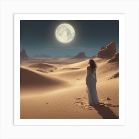 Woman In The Desert Art Print