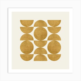 Scandinavian Pattern Half-moon Circle Abstract Minimalist - Gold Yellow 2 Art Print