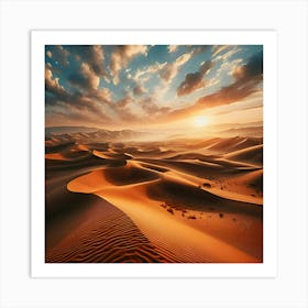 A Desert Region Where Sand Dunes Stretch As Far As The Eye Can See And There Is No Sign Of Water Anywhere 2 Art Print