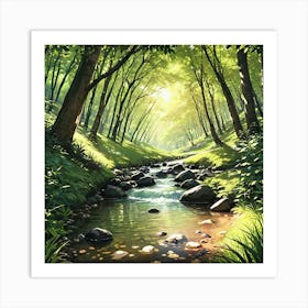 Stream In The Forest 3 Art Print