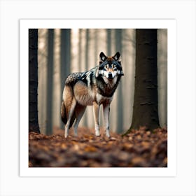 Wolf In The Forest 53 Art Print