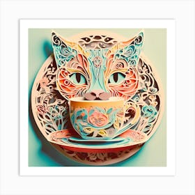 Bohemian Cat And Cup Art Print