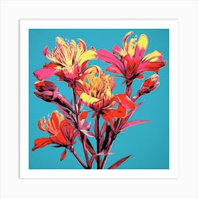 Andy Warhol Style Pop Art Flowers Kangaroo Paw 1 Square Art Print