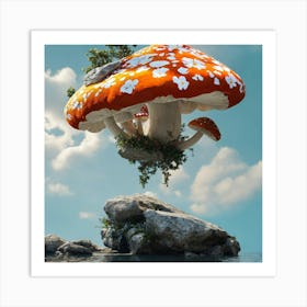 Floating Mushrooms Art Print
