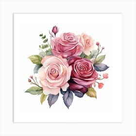 Watercolor Roses Art Print