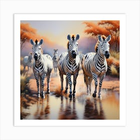 Herd of zebras 5 Art Print