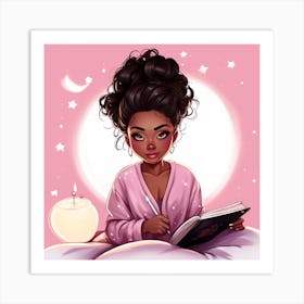 Black Girl Reading A Book 3 Art Print