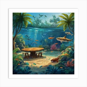 Default Aquarium With Coral Fishsome Shark Fishes View From Th 2 (1) Art Print