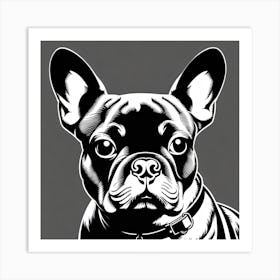 French Bulldog, Black and white illustration, Dog drawing, Dog art, Animal illustration, Pet portrait, Realistic dog art Art Print