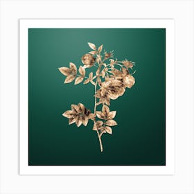 Gold Botanical Turnip Roses on Dark Spring Green n.4697 Art Print