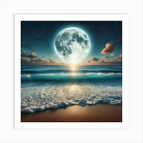 Full Moon Over The Ocean 17 Art Print