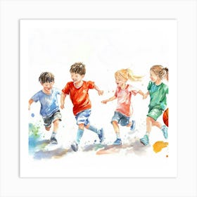 Kids Playing Basketball Art Print